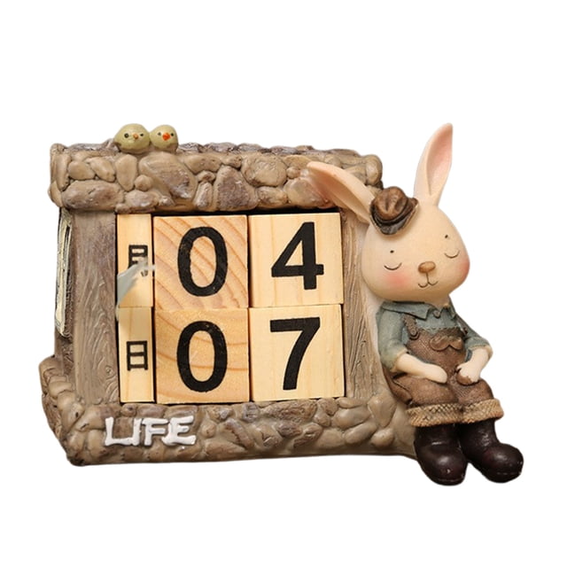 Easter Tabletop Calendar, Reusable Wooden Calendar Craft, Desktop Decoration Ornament, Combination Building Block Calendar for Home Office Holiday Use