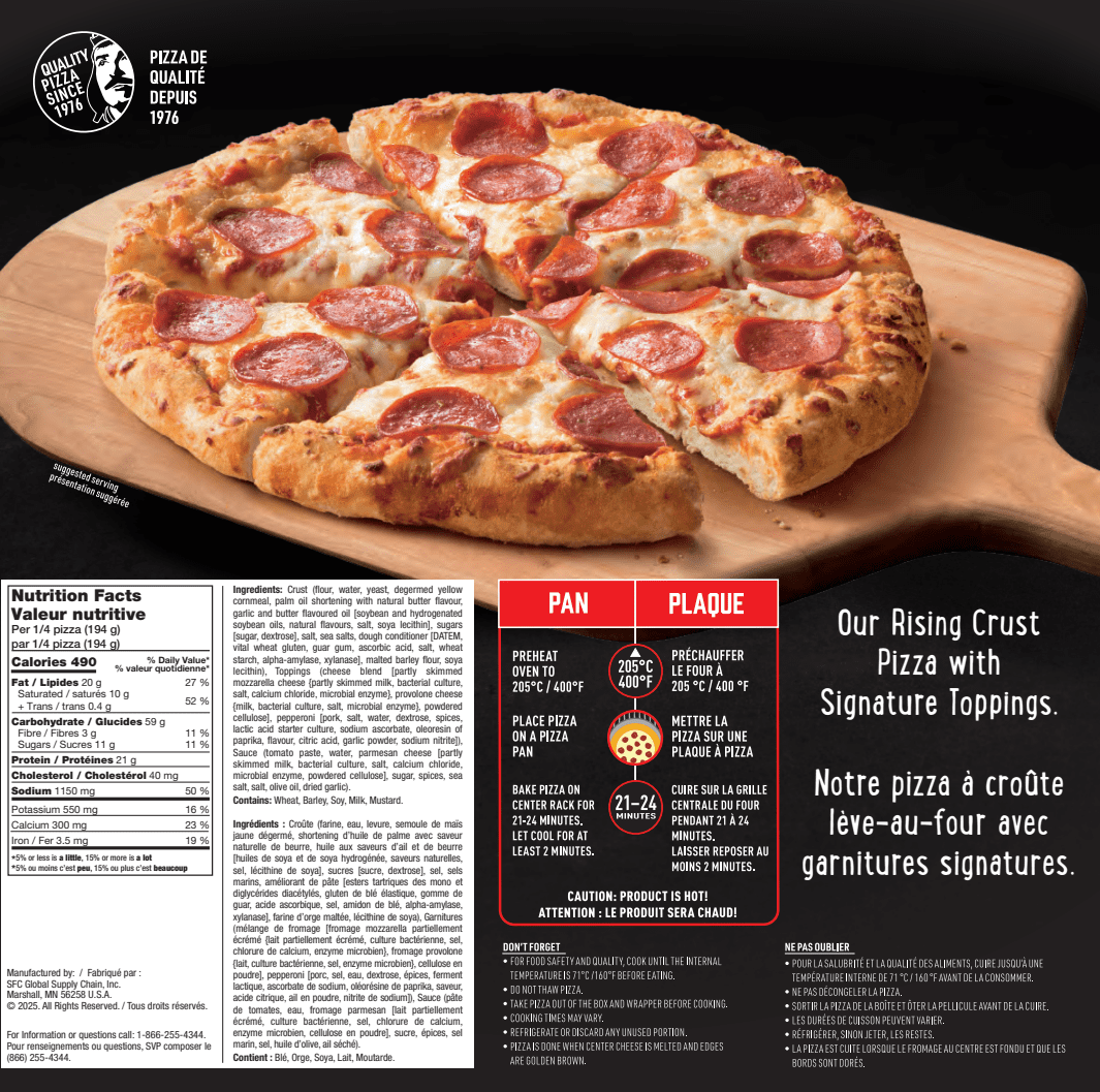 Red Baron Rising Crust Signature Pepperoni Frozen Pizza, 775 g, Red Baron Rising Crust Signature Pepperoni Frozen Pizza 775gram