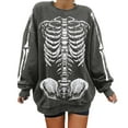 thumbnail image 1 of HUITKMM Chandail pour Femmes Unisexe Mode Imprimé Design Squelette Surdimensionné Longline Sans Capuche Col Rond pour et Mode Urbaine Décontracté, 1 of 5