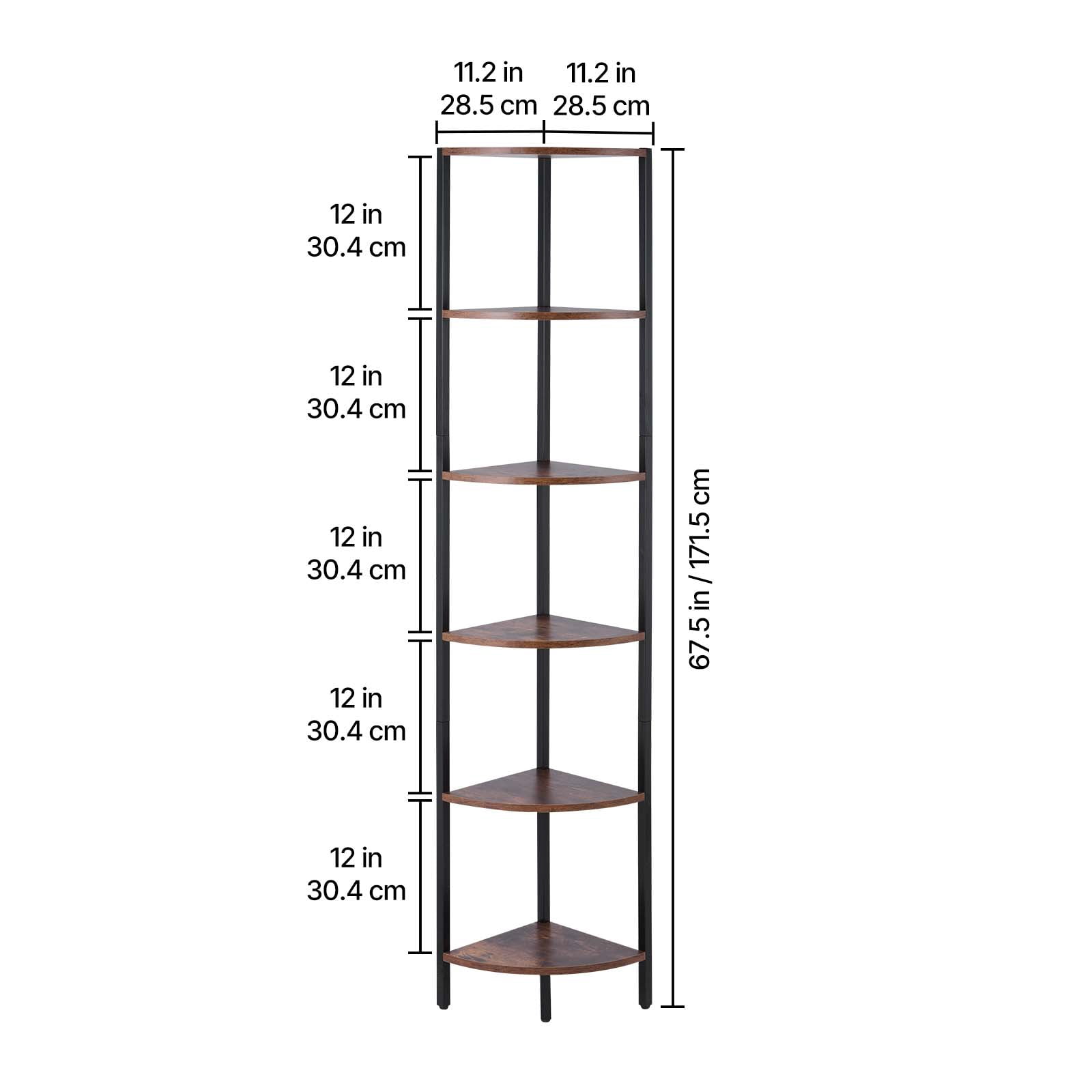 KFFKFF 6-Tier Corner Shelf with LED Lighting, 68" Tall Storage Unit for Collectibles, Display Shelf with Adjustable Multi-Color Lights Controlled by Remote or App for Bedroom, Living Room, or Office