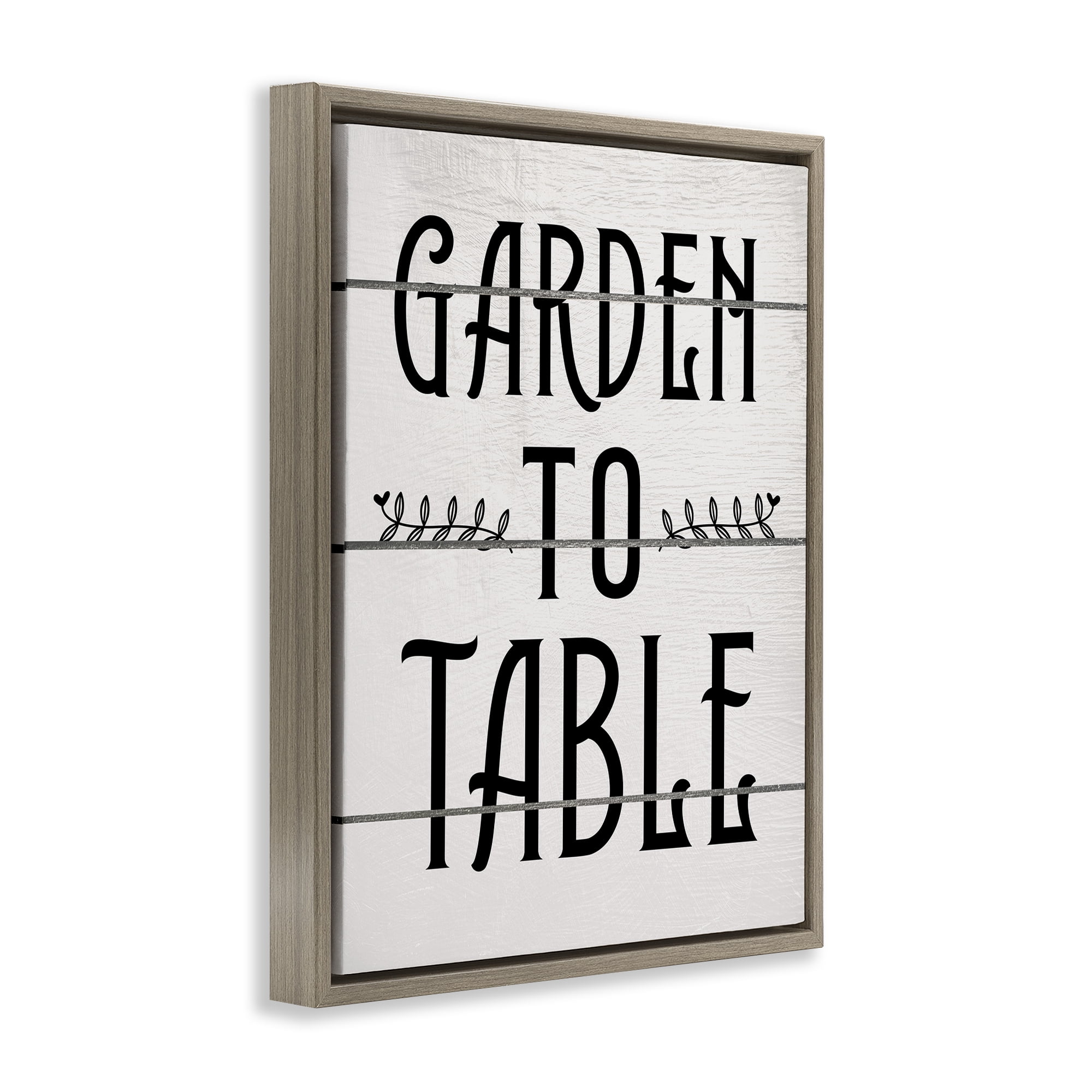 Stupell Industries Garden To Table Typography Painting Brown Floater Framed Canvas Art Print Wall Art, 25 x 31