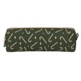 thumbnail image 2 of XMXT Leather Pencil Case, Gold Cane Candy Green Print Large Capacity Pencil Pouch for Student Teens Women, 2 of 9