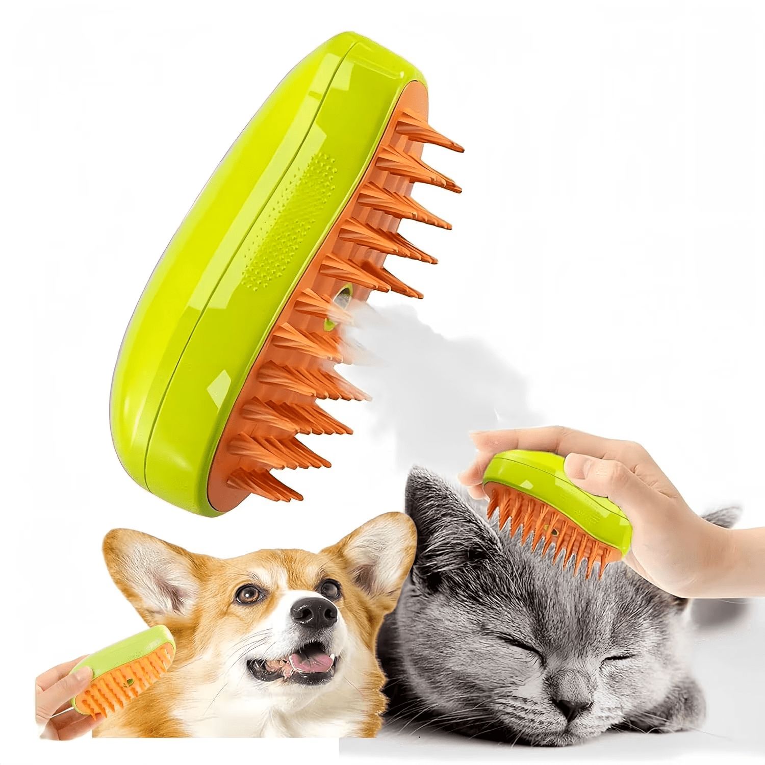 Steamy Mango Steam Pet Hair Brush, 3 in 1 Grooming Brush with Water Spray for Dogs & Cats, Reduce Flying & Tangled Hair, Pet Comb for Shedding Grooming & Massaging