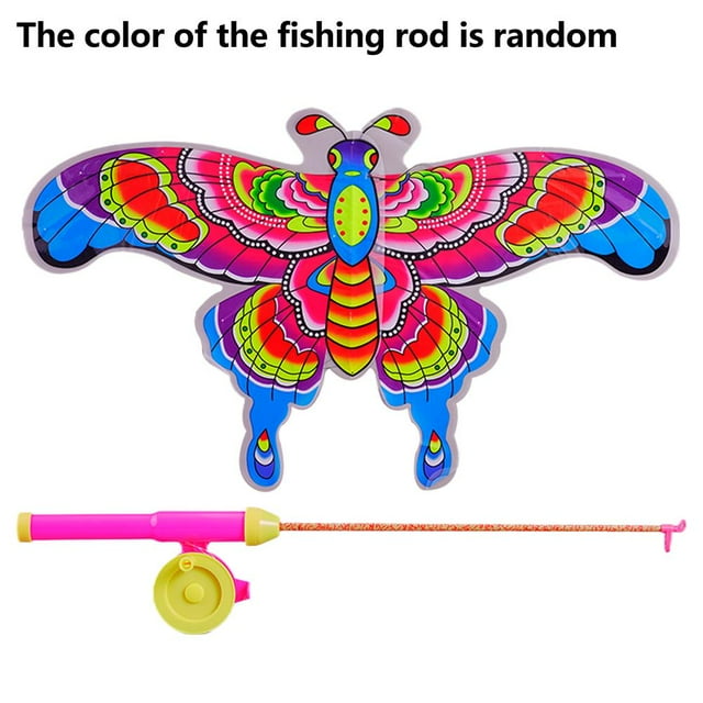 Daily Mix Store Dynamic Fishing Rod Plastic Kite Cartoon Butterfly Small Kite Handheld Simulation Parrot Eagle Flying Swallow Outdoor Easy Toys