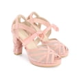 thumbnail image 3 of BLISSFUL STEP Floral Platform Heel Lace Mesh Chunky Heel Sandals for Women Pink (Size 9), 3 of 7