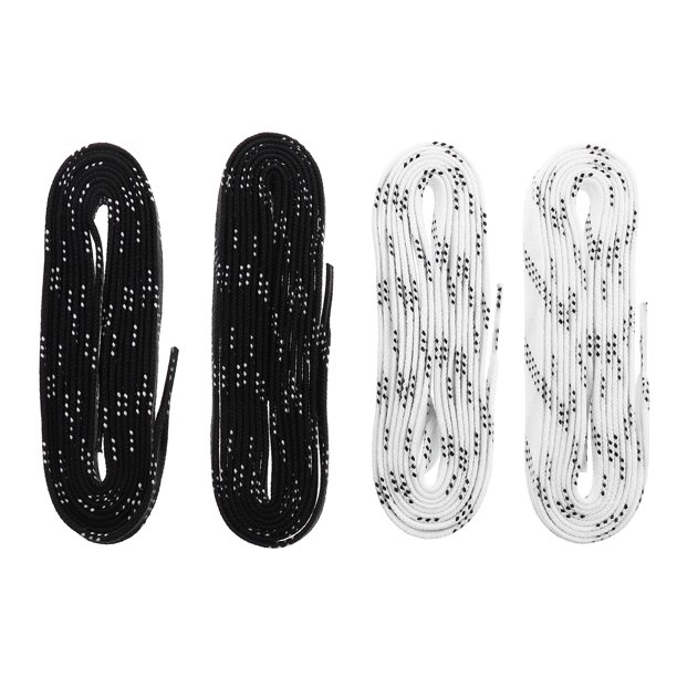 BRIGHTFUFU 2 pares de cordones para zapatos de hockey, patines sobre hielo, zapatillas universales, cordones para zapatos (negro, blanco)