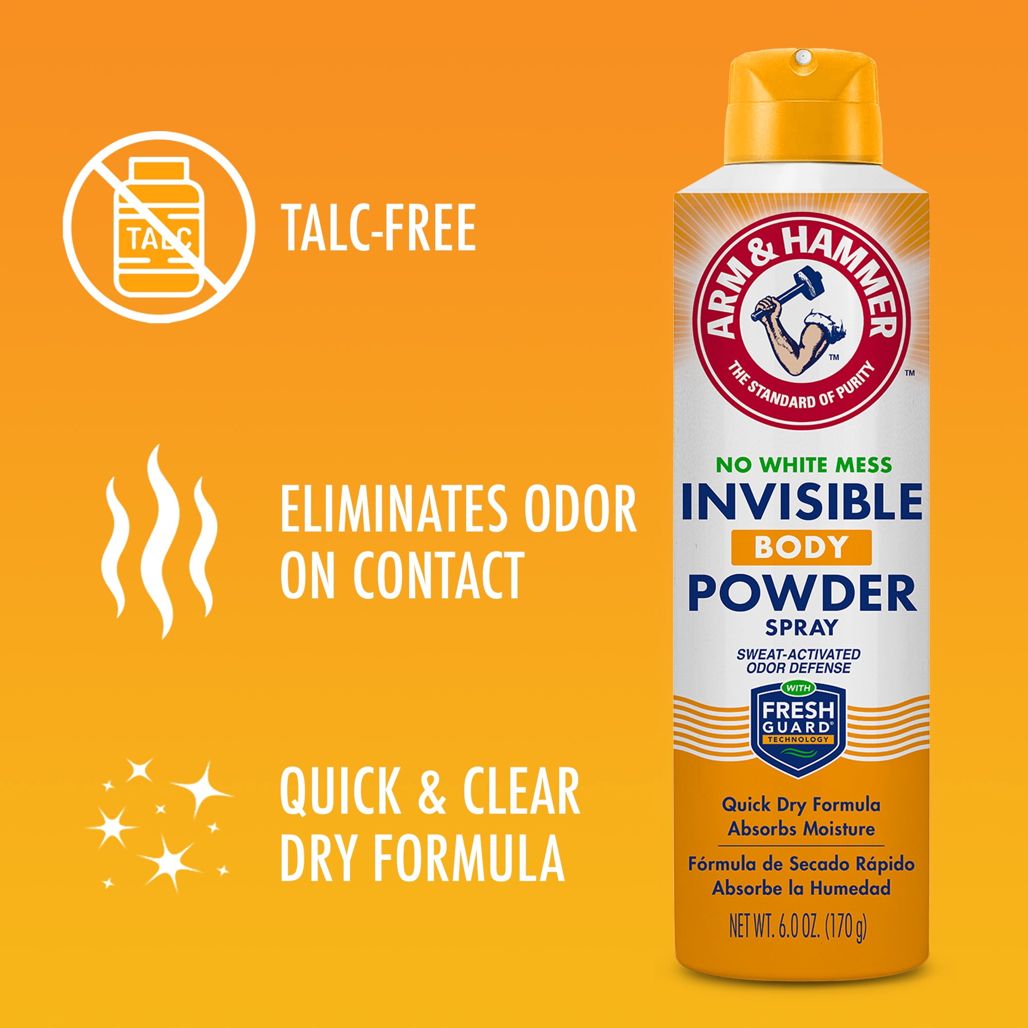 (3 pack) Arm & Hammer Invisible Odor Defense Body Powder Spray, 6 oz