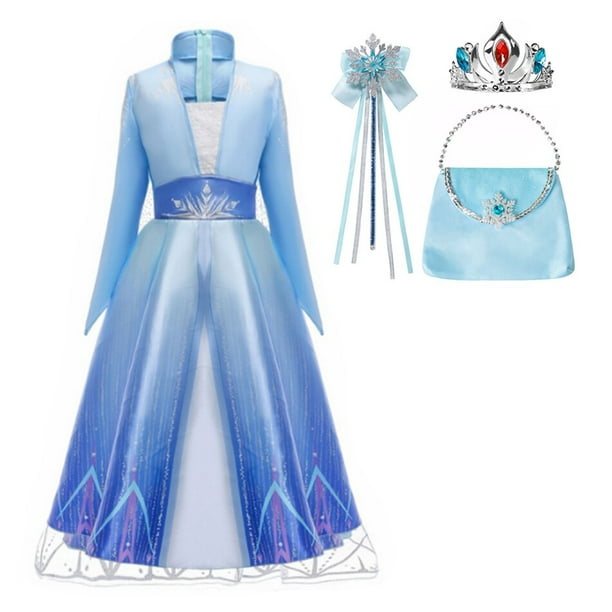 Vestido de princesa Frozen para niñas, disfraz de reina de las nieves Elsa, ropa para niños, fiesta de Halloween, Carnaval, niños, vestidos de Cosplay de 4 a 12 años, 5 a 6 años Gao Jinjia LED