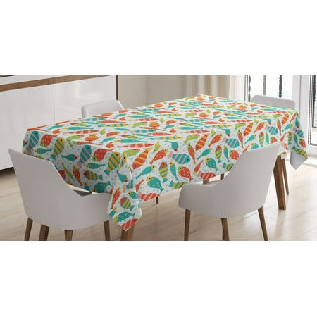 

Fish Tablecloth Childish Pattern with Colorful Smiling Fish Figures and Sea Bubbles at Background Rectangular Table Cover for Dining Room Kitchen 60 X 90 Inches Multicolor by Ambesonne