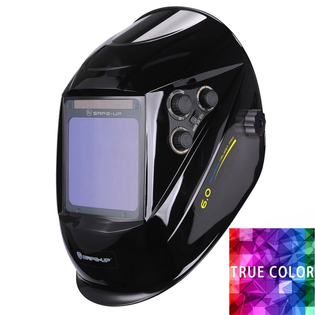 Careta de Soldar con Oscurecimiento Automático Grado Óptico 1/1/1/1, Ventana Amplia 100x97 mm Tecnología Color Real con 4 Sensores de Arco, Casco Protector para Soldadura MIG, MAG y MMA