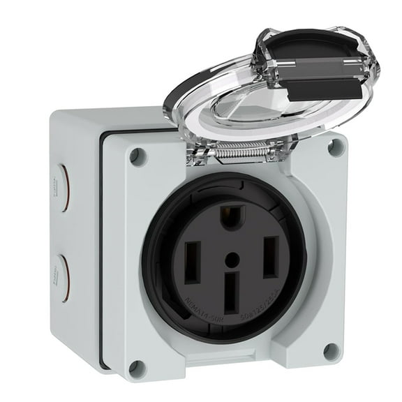 50Amp Power Outlet Box,125/250Volt NEMA 14-50R Receptacle Outdoor Dustproof and Weatherproof for Electric Vehicles