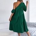 thumbnail image 4 of Summer One Shoulder Mini Baby Doll Dress Women 2026 Casual Puff Sleeve Dresses Loose Tiered A Line Flowy Short Dress, 4 of 6