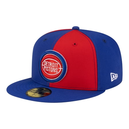 Men s New Era Red/Blue Detroit Pistons 80s Throwback Pinwheel 59FIFTY Fitted Hat