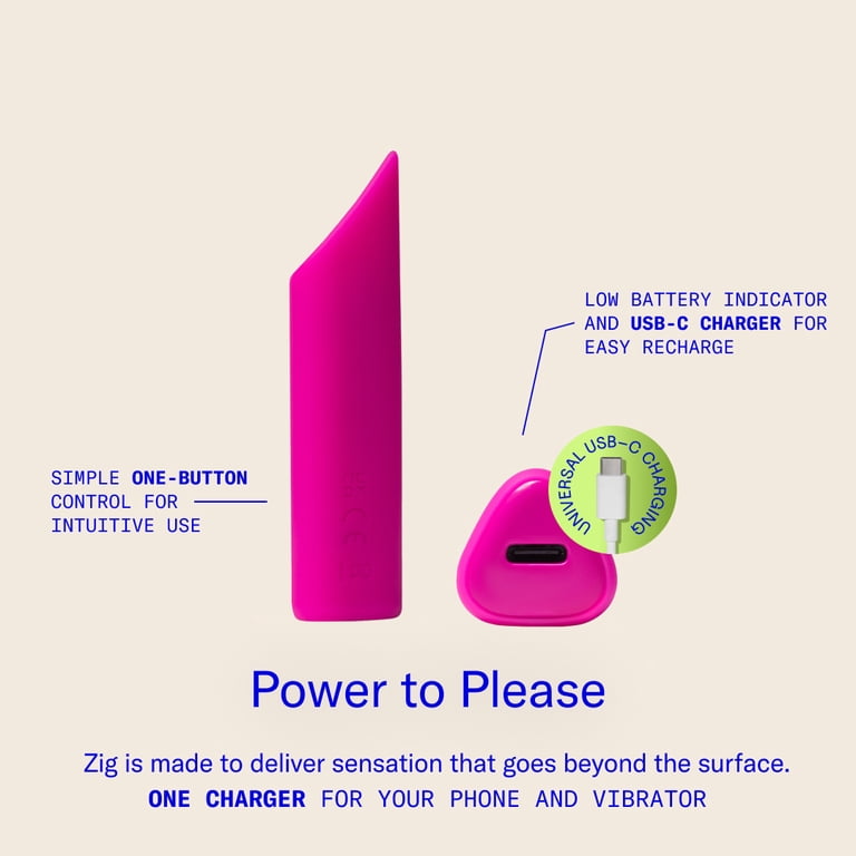 Dame Zig Softest Lipstick Bullet Vibrator for Women — USB-C Rechargeable, 3  Speeds, Waterproof, Squishy Fluttering Tip, Personal Massager,  Travel-Sized, Ergonomic - Pink