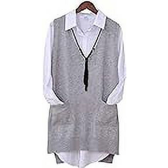 Women's V-Neck Sleeveless Pullover Sweater Vest Knit Cardigan Outwear High Low Tops with Pocket