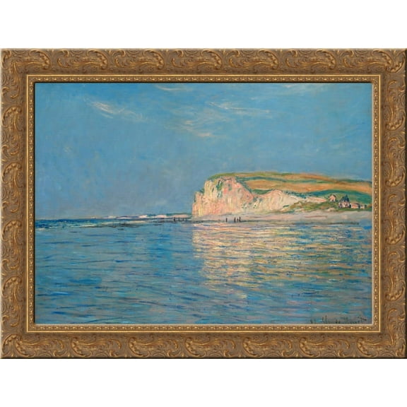 Low Tide at Pourville 02 24x20 Gold Ornate Wood Framed Canvas Art by Monet, Claude