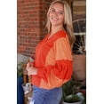 thumbnail image 4 of Women's Red Studded V Neckline Exposed Seam Textured Knit Top, 4 of 5