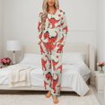 thumbnail image 2 of Cute Red Dinosaur Collection Womens Pyjamas Set Button Up Pyjamas Womens with Long Sleeve Top And Wide Leg Pants V-neck Loungewear Sets, 2 of 9