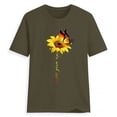 thumbnail image 1 of Blouse Été Manches Courtes T-shirt Tournesol T-shirt Femmes Tournesol Imprimé Col Rond Top, Vert, L, 1 of 7