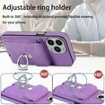 thumbnail image 5 of Nalacover Wallet Case for iPhone 12 Pro, Premium Leather Case with Card Holder, 360°Rotation Ring Kickstand, RFID Blocking Protective Magnetic Back Clsoure Case For iPhone 12 Pro, Purple, 5 of 12