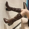 thumbnail image 6 of Fesfesfes Cowgirl Boots for Teen Girls Fall/Winter Tall Round Toe Chunky Heel Boots Ladies Fashion Casual Boots 4.5(35), 6 of 6