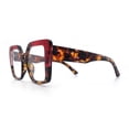 thumbnail image 6 of Womens Clear Lens Luxury Oversized Plastic Cat Eye Fashion Eye Glasses Tortoise Red, 6 of 8