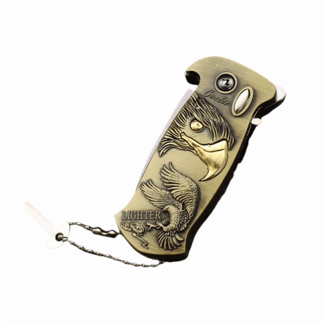 Leodye 1PCS Bottle Opener Metal Lighter, Multi-functional Windproof Lighter Metal Strap Bottle Opener Direct Inflatable Lighter