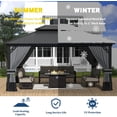 thumbnail image 4 of Kullavik 12'x16' Hardtop Gazebo, Outdoor Double Roof Canopy with Netting and Curtains, Galvanized Metal Frame, Sunshade for Patio, Backyard, Deck and Lawns-Gray, 4 of 7