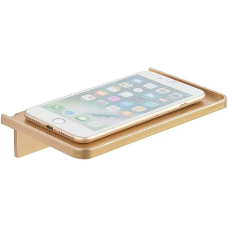 

Stick-on Wall Shelf - Small Wall Mounted Clear Acrylic Wonder Shelf Phone Holder Shelves Wipes Rack for Bathroom Kitchen Toilet Office - Gold