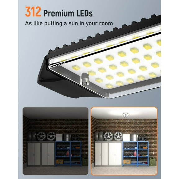 GHRTGR-LED Garage Ceiling Light -10000Lm Deformable Ultra Bright Screw in LED Basement Lights 6500K 6 Adjustable Panels Shop Light fit for E26 E27 Bulb Socket for Workshop Storage Attic Utility Bay