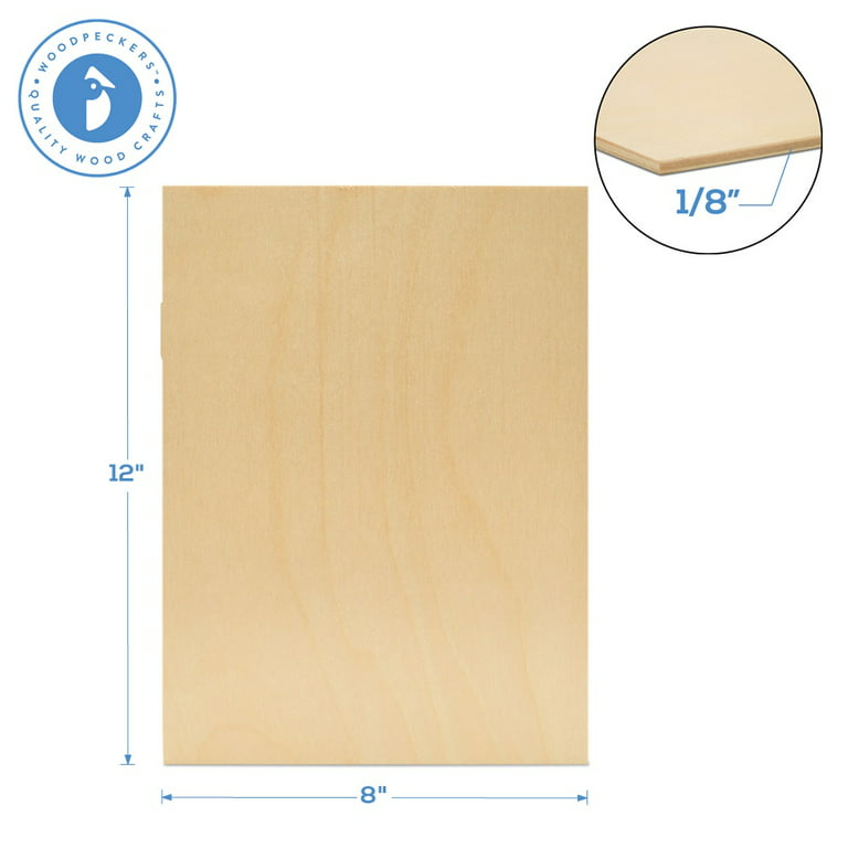 Baltic Birch Plywood, 6 mm 1/4 x 8 x 8 Inch Craft Wood, Box of 100 B/BB  Grade Baltic Birch Sheets, Perfect for Laser, CNC Cutting and Wood Burning,  by Woodpeckers 