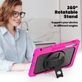 thumbnail image 4 of ELEHOLD Rugged Case for Samsung Galaxy Tab S10 FEplus / FE+ 2025 13.1 Inch Three-Layer Built-in Screen Protector 360° Rotating Kickstand Handstrap Shoulder Strap Shockproof Case,Rose, 4 of 7