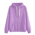 thumbnail image 3 of JUjie Womens Zip Up Hoodies High Neck Fleece Jackets Oversized Sweatshirts Fall Fashion 2026 Sweaters Winter Clothes Purple XXXL, 3 of 5