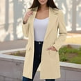 thumbnail image 2 of XUNKUSGA Long Blazers for Women Classic Notched Lapel Single Breasted Blazer Jackets Casual Long Sleeve Lightweight Blazers Spring Fall Women's Blazer S-2XL Beige, 2 of 8