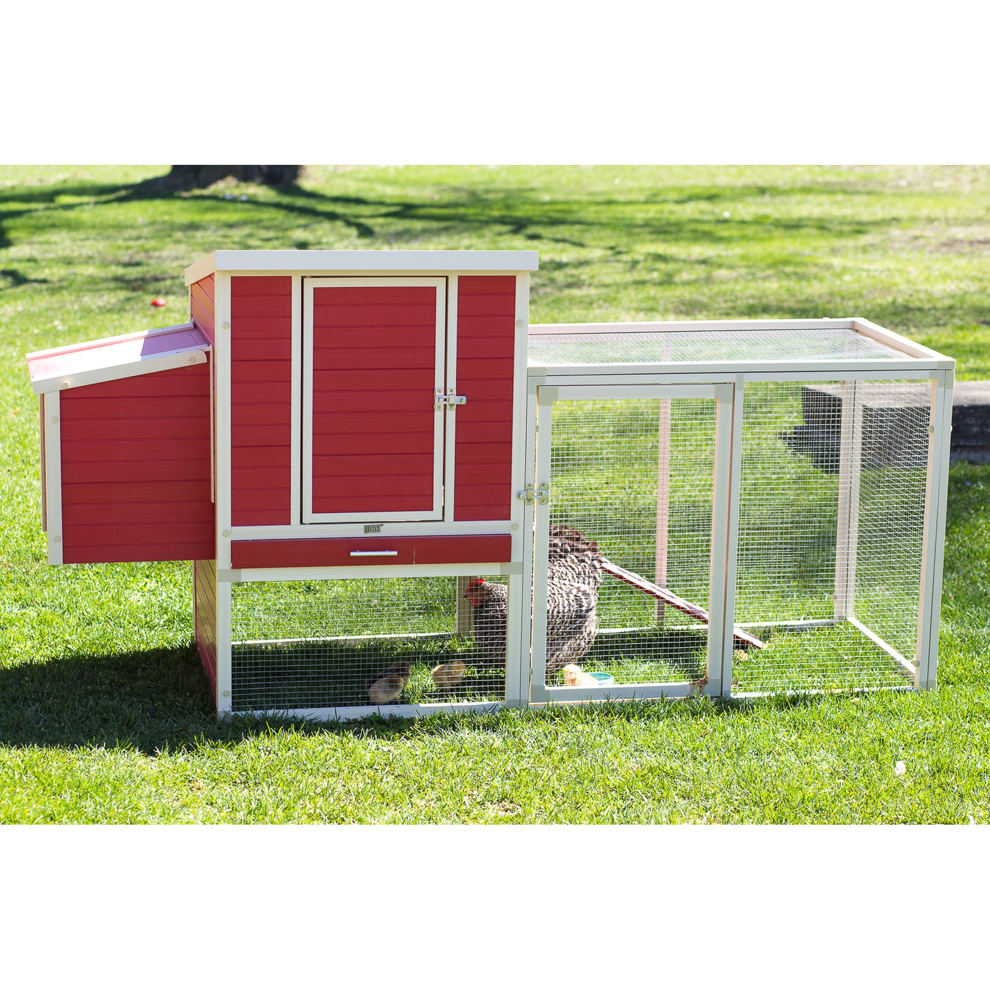 New Age Pet® ECOFLEX® Sonoma Chicken Coop, Dual-Level with Ventilation, Nesting Box, and NeveRust Stainless Steel Pen, Easy Assembly, Non-Toxic, Moisture and Odor Resistant, Ideal for 1-3 Hens