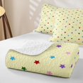thumbnail image 4 of Manfei Lovely Stars Printed Twin Quilt Set,Playful Design Twin Coverlet Set,Light Yellow,Colorful Stars Reversible,2 Pieces,1 Bedspread and 1 Pillowcase, 4 of 7