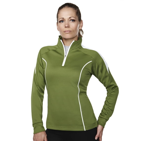 Tri-Mountain Performance Fairview 603 Mesh Textured Zipper Pullover, 4X-Large, Grasshopper/White