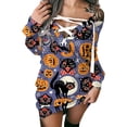 thumbnail image 2 of FOCUSNORM Robe Imprimée Halloween pour Femmes Juniors, Mode une-Pièce à Col Rond et Manches Longues, 2 of 6
