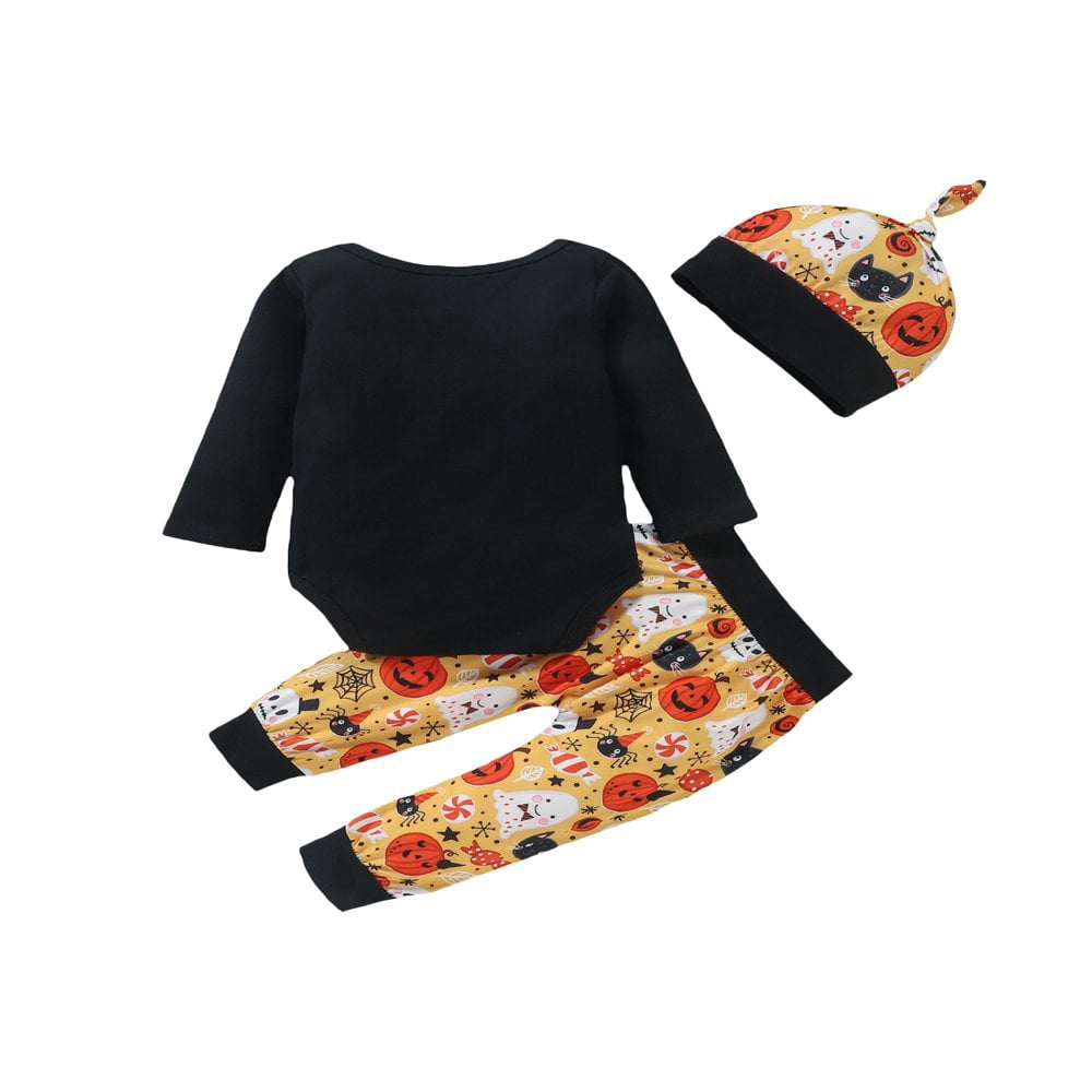 Tenue Halloween Bébé Fille 1-18 Mois - Body Manches Longues, Pantalon, Bonnet - Polyester Doux, Décontracté Et Confortable