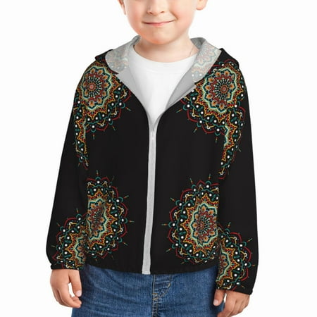 

Zeuib Colorful Mandala Print Girls & Boys Sun Protection Hoodie with UPF 50+ Children’s Quick-Dry Jacket Perfect for Outdoor Activities-3 Years
