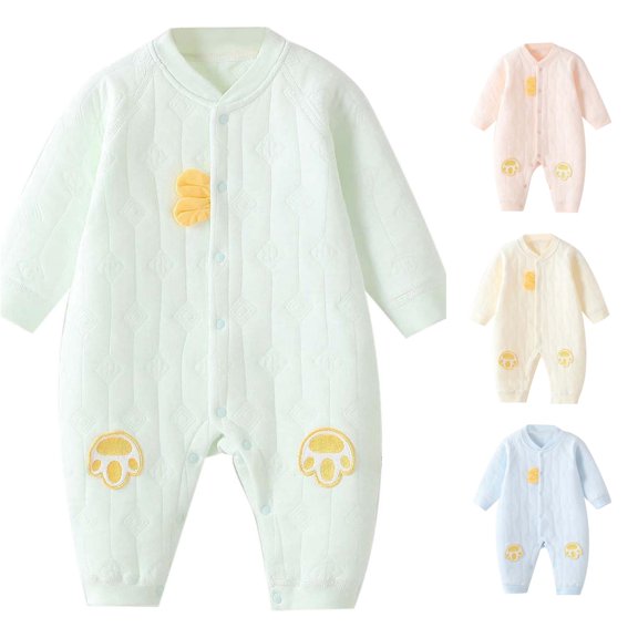 Girls Long Sleeve Pullover Romper Cute Little Embroidery Pattern Sweatshirt Bodysuits