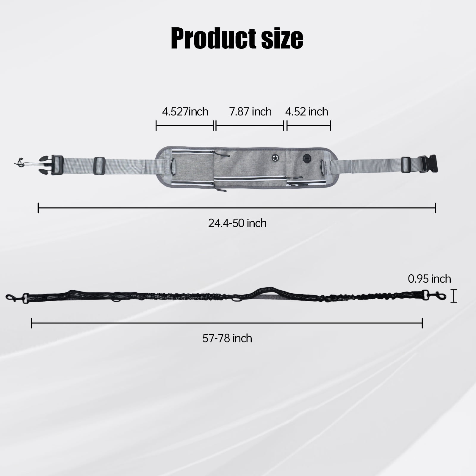 Hands Free Dog Leash with Waist Belt & Storage - Bungee Shock Absorber for All Size Dogs