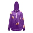 thumbnail image 5 of felwors Quarter-Zip Pullover Fleece Hoodie with Sequin Football Graphic Oversized Sweatshirt for Women Game Day Purple for Size XXXL, 5 of 5