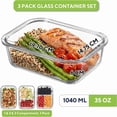 thumbnail image 3 of 6 Pzas de Contenedores de Vidrio para Almacenamiento de Alimentos con Tapas, Contenedores Herméticos de Vidrio para Preparación de Comidas de 1 & 2 & 3 Compartimentos (3 Contenedores & 3 Tapas),, 3 of 10
