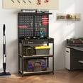 thumbnail image 2 of Gymax Établi Multi-Usage avec 2 Tablettes Table de Travail Robuste Banc de Rangement pour Outils Noir et Rouge, 2 of 10