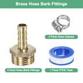thumbnail image 6 of Uxcell 4-Pack Brass Hose Barb Fittings, 8mm x G1/2 Male Couple Hose Connector with Stainless Steel Hose Clamp &  Tape, 6 of 7