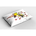 thumbnail image 2 of Ambesonne Nature Pillow Sham 2 Pack, Birds on the Branches, 36"x20", Brown and Yellow, 2 of 3