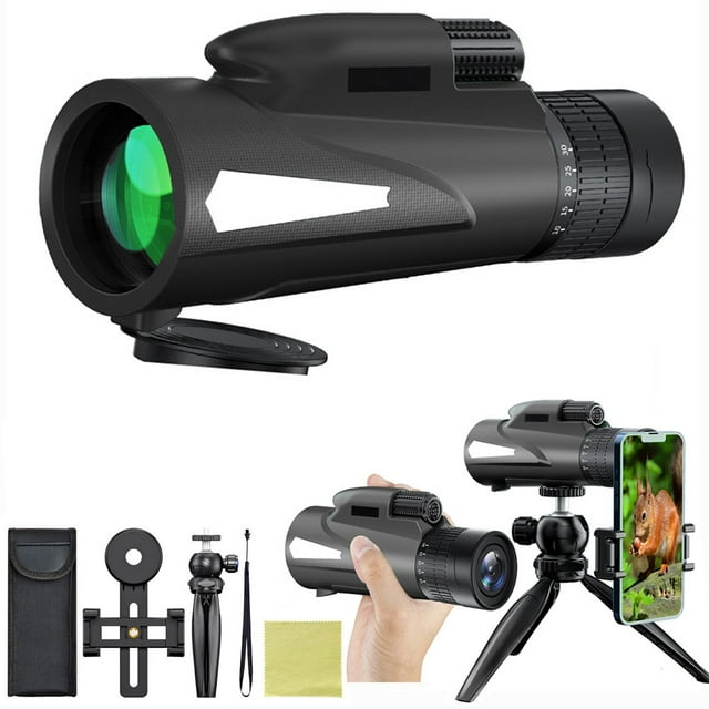 Telescopio monocular para exteriores 10-30x50, para fotografía turística con teléfono, aumento de 10-30x, visión nocturna con poca luz, con trípode estable y telescopio para exteriores con teléfono.
