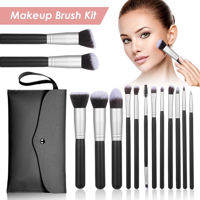 14 Pieces Makeup Brush Set Foundation Concealer Eyeshadow Eyebrow Brush/Eyeliner Brush/Eye Contour Brush with Storage Bag Suitable for Beginners Salon Performance Daily Use Portable