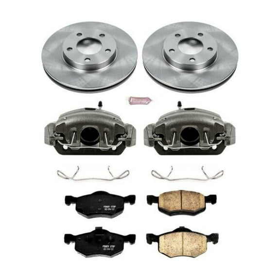 PowerStop Front Stock Replacement Brake Pad and Rotor Kit with Calipers Fits: FORD MAZDA MERCURY Select Models KCOE1930